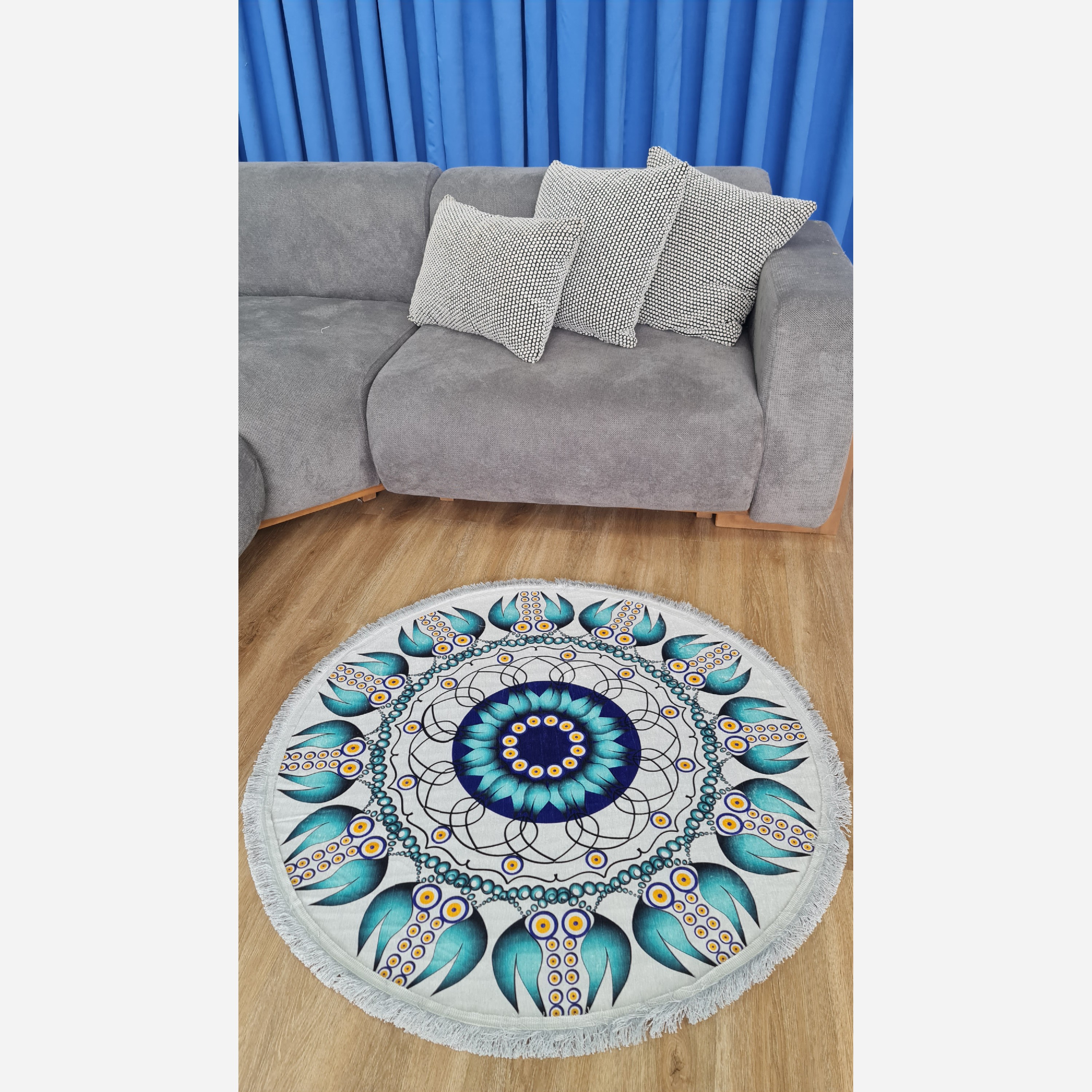 فرش مدرن دایره ای با رویه مخمل هازان d135 (پس کرایه)