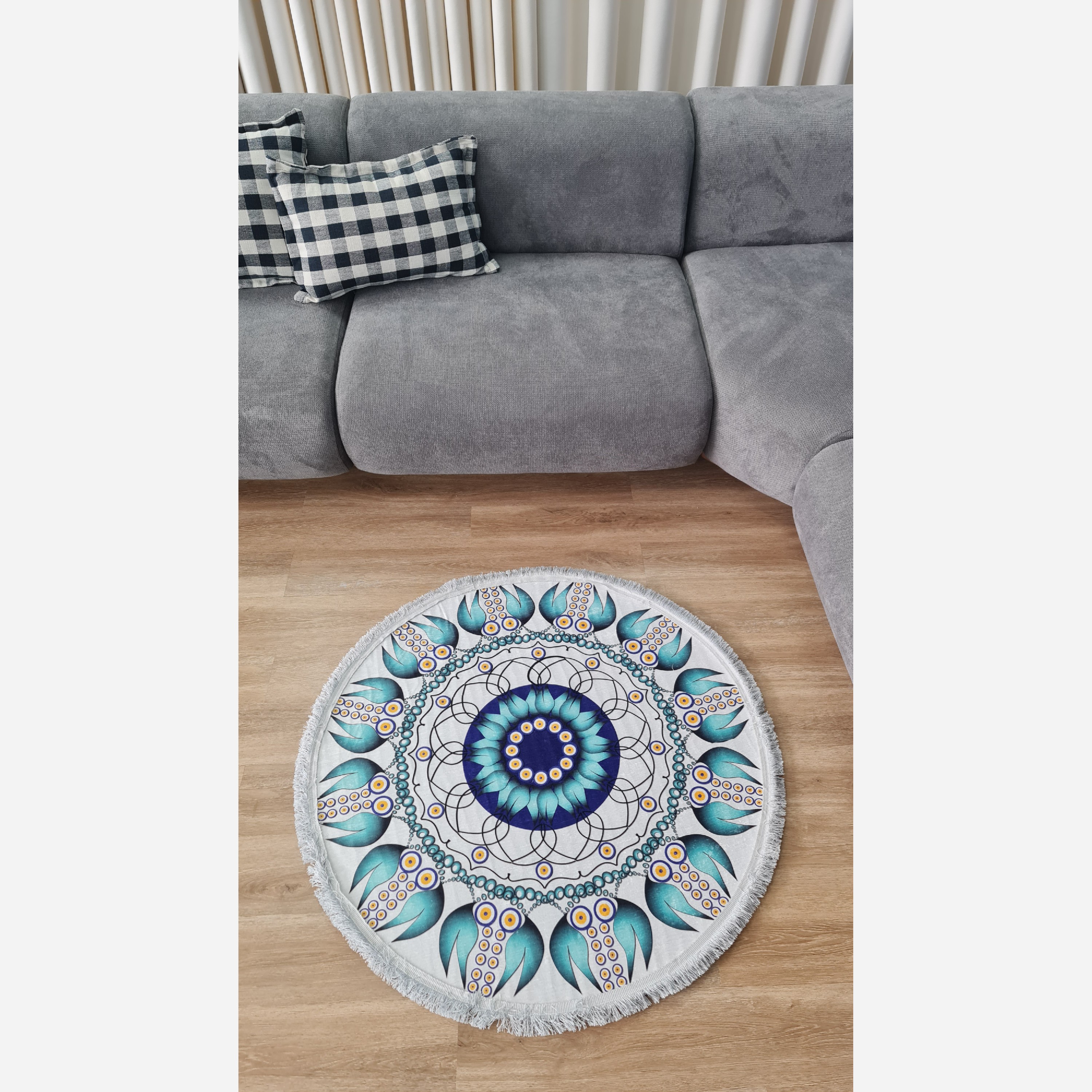 فرش مدرن دایره ای با رویه مخمل هازان d135 (پس کرایه)