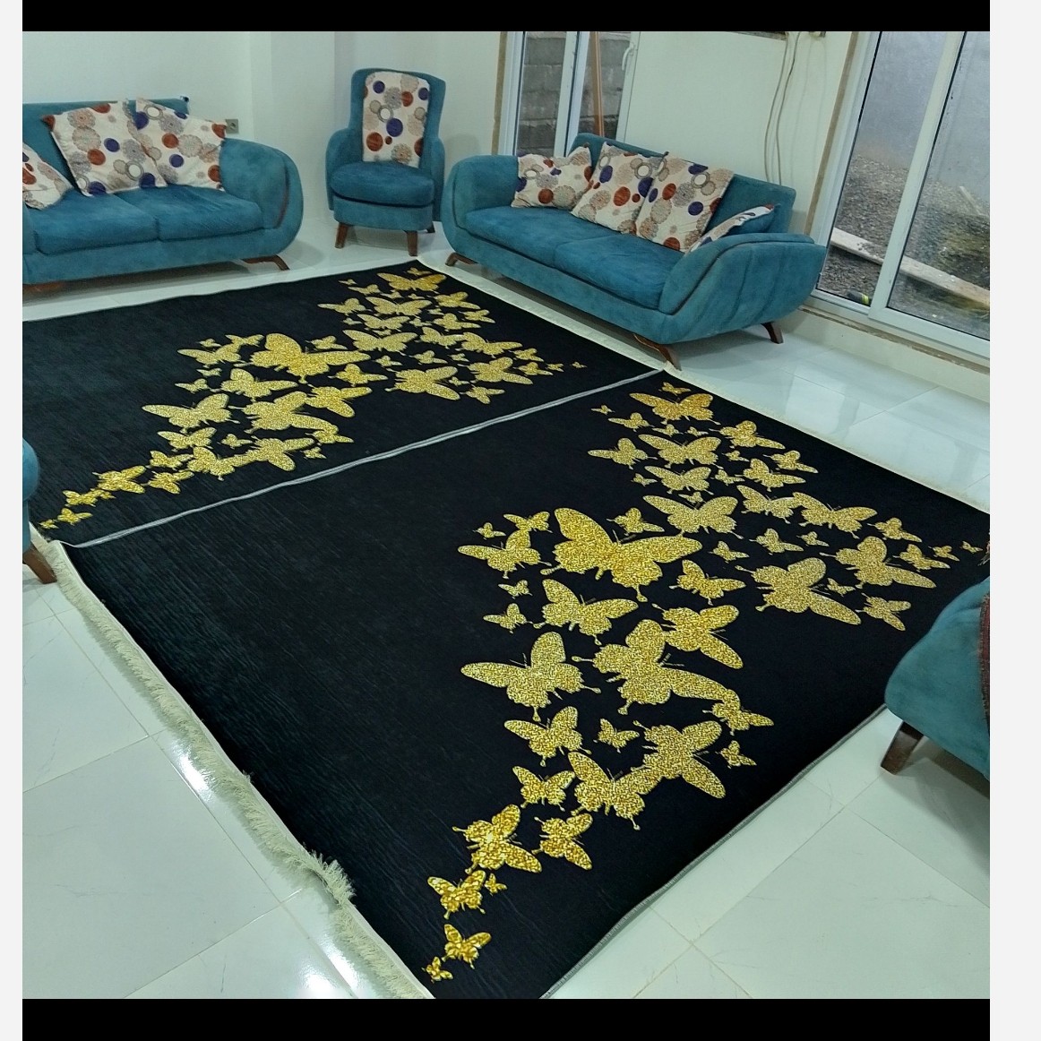 فرشینه مدرن جنس رویه مخمل هازان ترک کد h247 (پس کرایه)