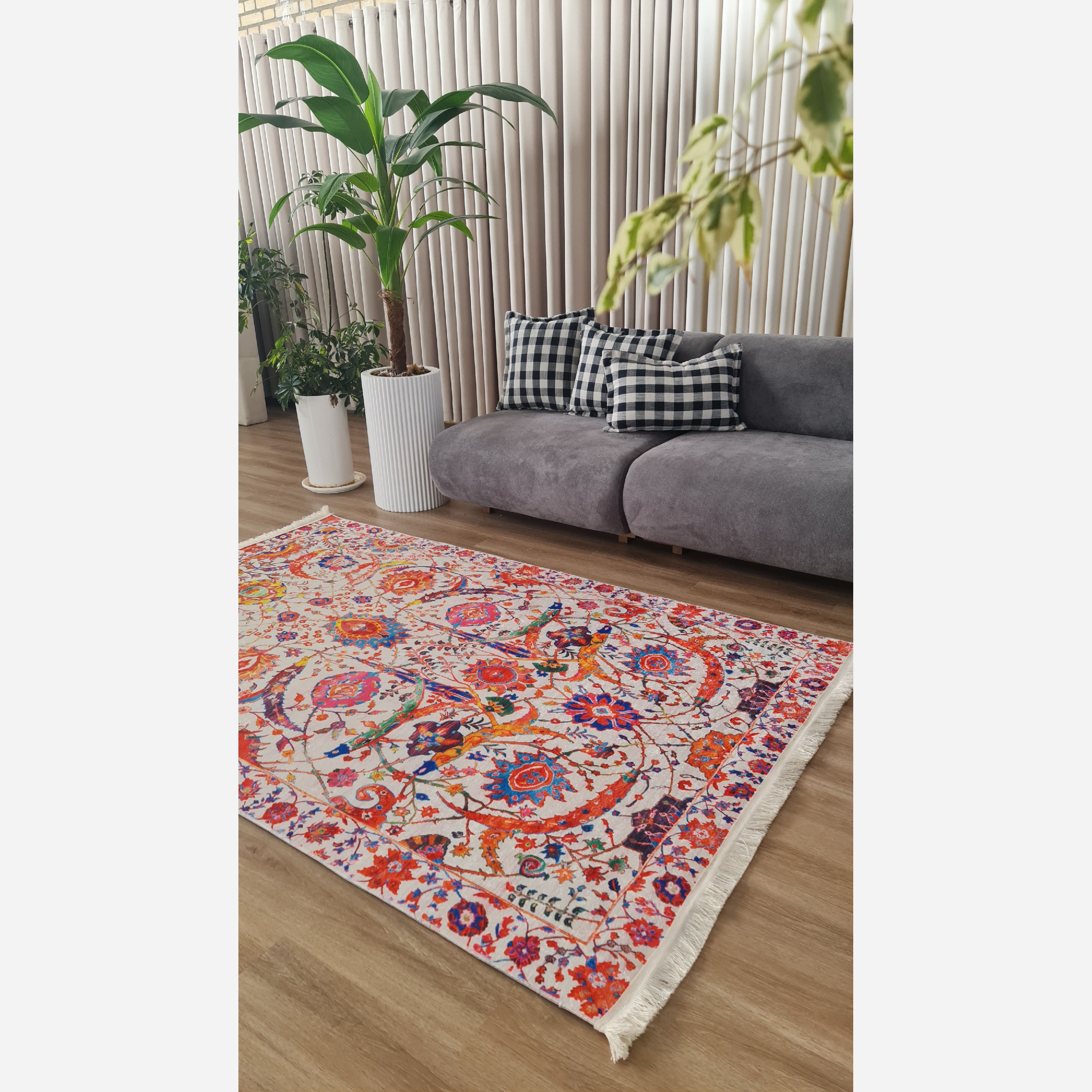فرش مدرن مخمل هازان ترک استُپ دار ( ضد لغزش )a093 (پس کرایه)