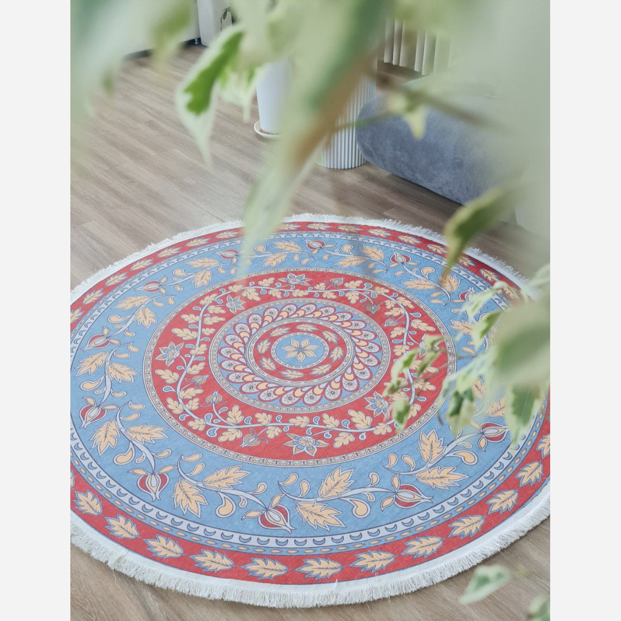 فرشینه مدرن دایره ای رویه مخمل هازان ترک d160 (پس کرایه)