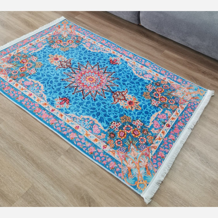 فرشینه طرح ابریشم جنس مخمل هازان تُرک استُپ دار( ابعاد سفارشی)(پس کرایه)