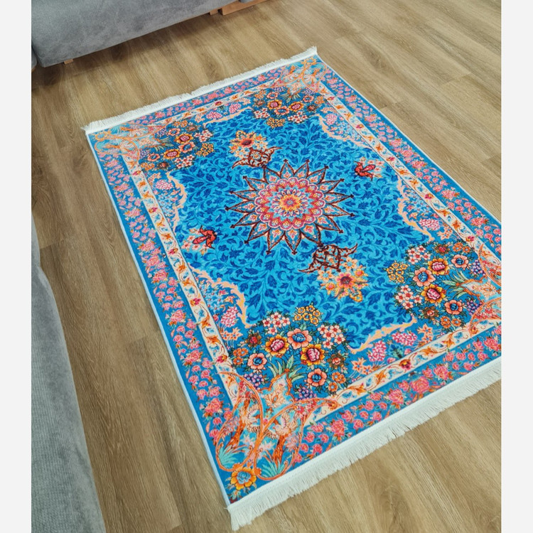 فرشینه طرح ابریشم جنس مخمل هازان تُرک استُپ دار( ابعاد سفارشی)(پس کرایه)