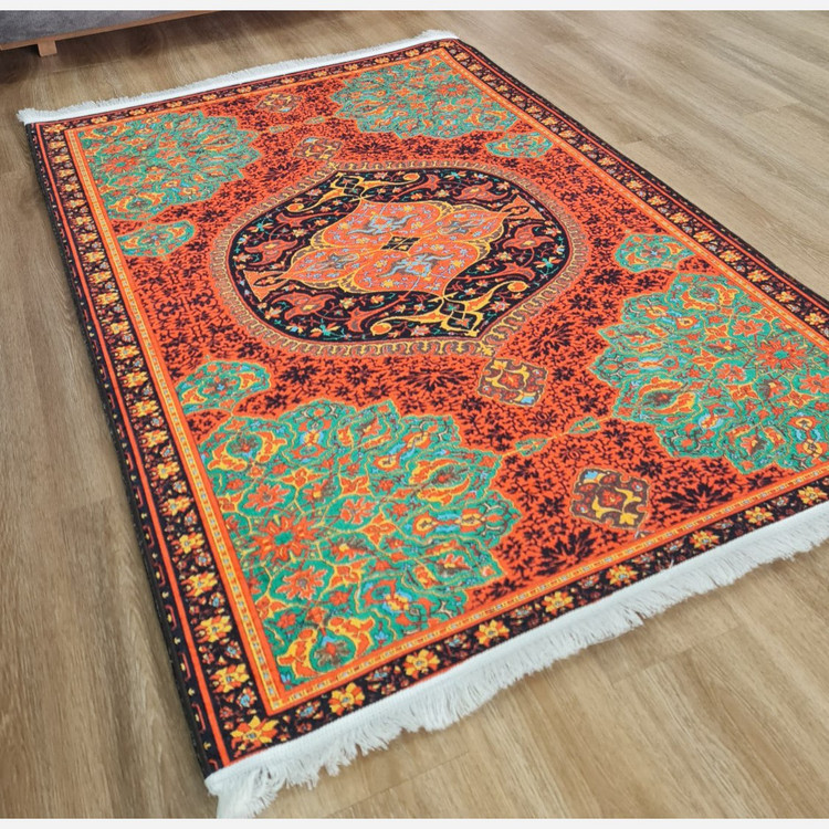 فرشینه مخمل طرح ابریشمی زیره استُپ دار a079 (پس کرایه)