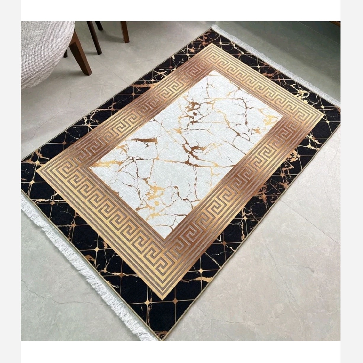 فرشینه مخمل مدرن مشکی طلایی استُپ دار ( ابعاد سفارشی )h253(پس کرایه)