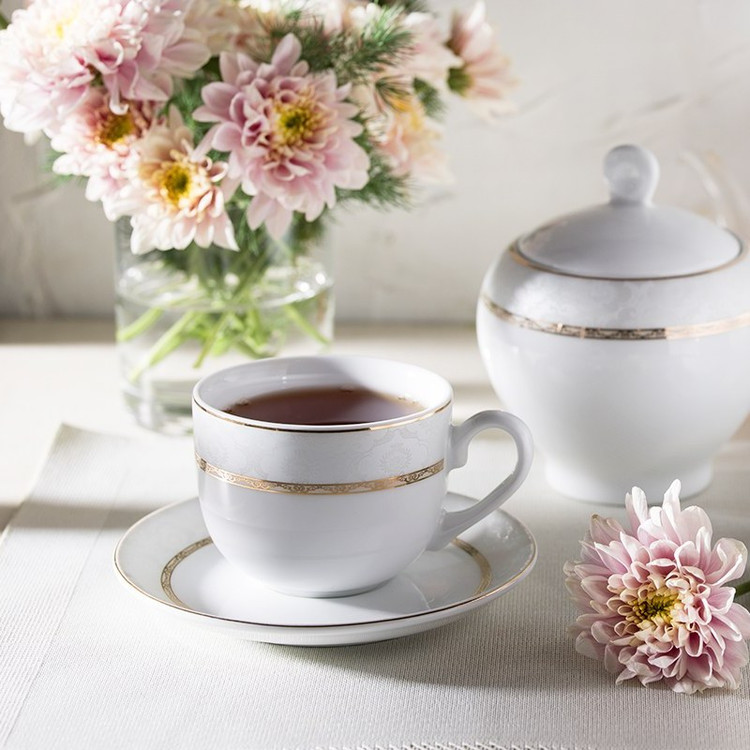 سرویس چینی 12 پارچه چای خوری هدیه طلایی درجه یک