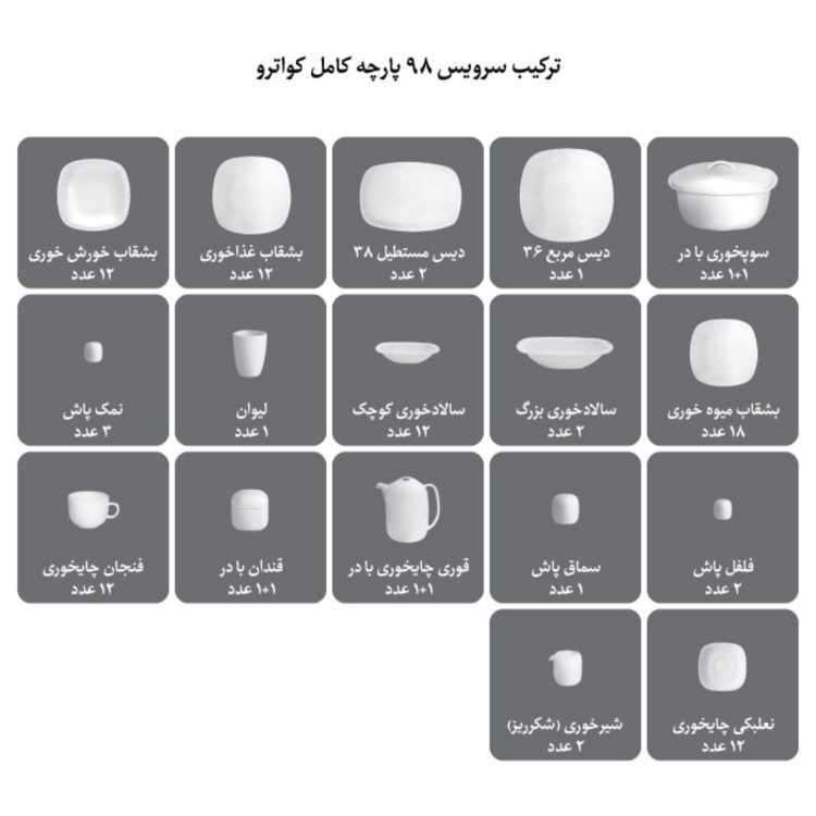 سرویس چینی زرین 12 نفره 98 پارچه ریوا طلایی درجه عالی