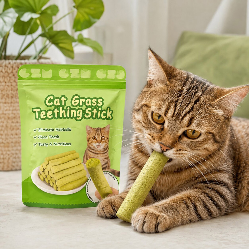 تشویقی گربه بالغ سی زد ام مدل Cat Grass Teething Stick طعم مرغ وزن 30 گرم