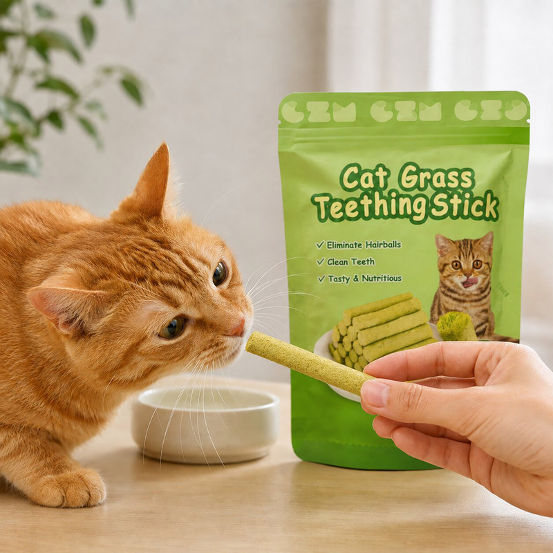 تشویقی گربه بالغ سی زد ام مدل Cat Grass Teething Stick طعم مرغ وزن 30 گرم