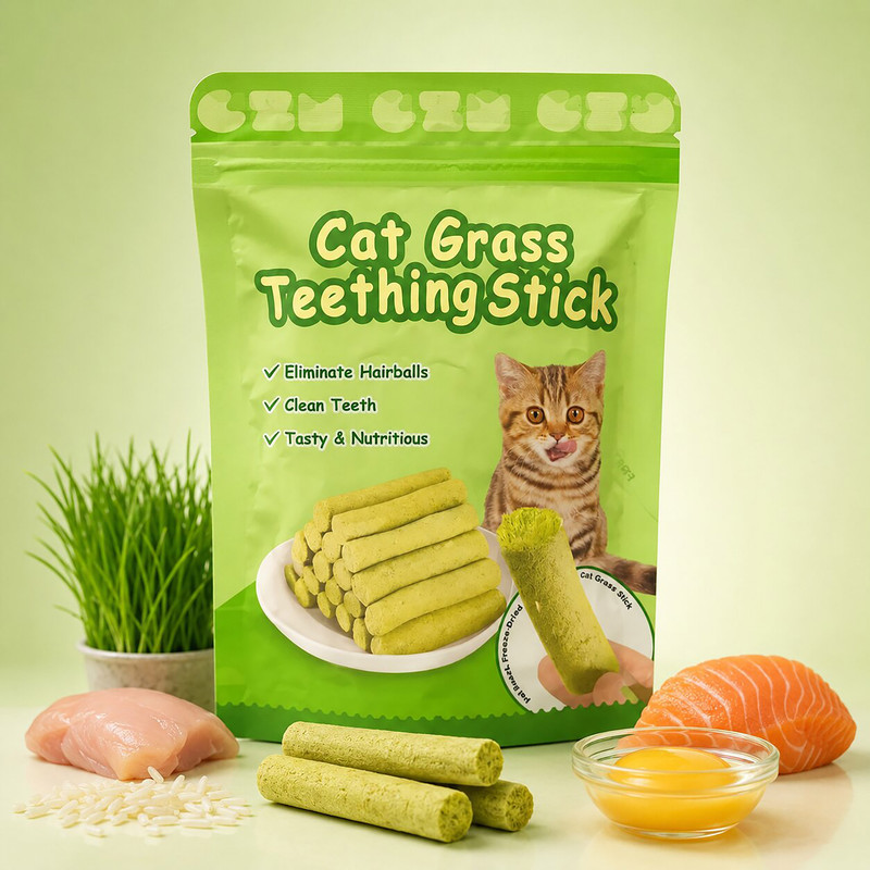 تشویقی گربه بالغ سی زد ام مدل Cat Grass Teething Stick طعم مرغ وزن 30 گرم