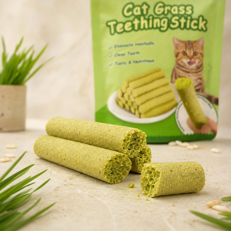 تشویقی گربه بالغ سی زد ام مدل Cat Grass Teething Stick طعم مرغ وزن 30 گرم