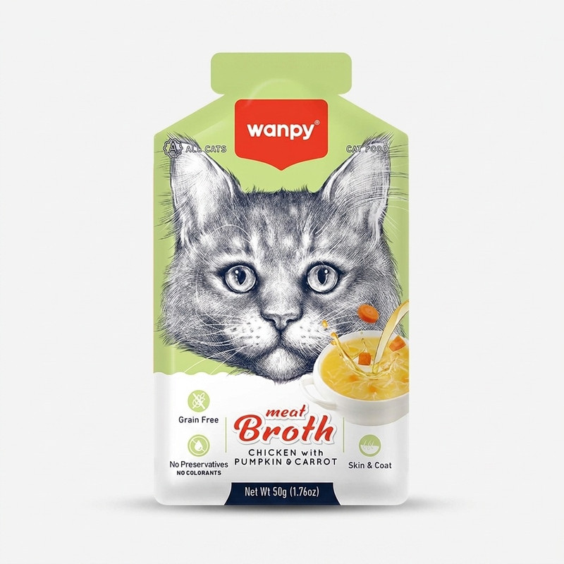 سوپ گربه ونپی مدل سفارش اروپا با طعم مرغ و هویج وزن 50 گرم