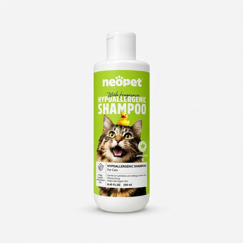 شامپو گربه نئوپت مدل Hypoallergenic Shampoo هیپوآلرژنیک حجم ۲۵۰ میلی‌لیتر