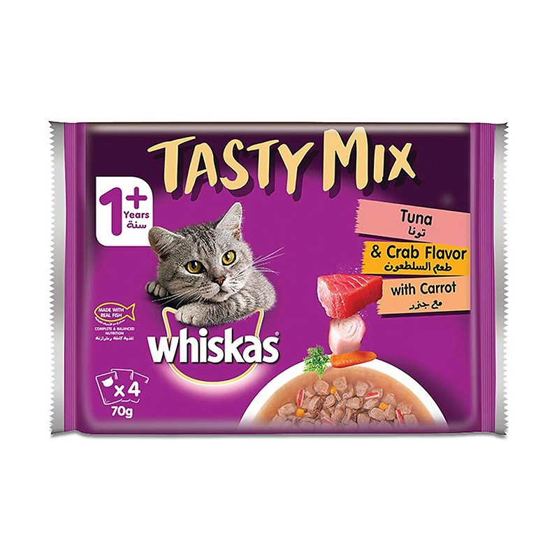 پوچ گربه ویسکاس مدل Tasty Mix Gravy طعم خرچنگ وزن 280 گرم بسته 4 عددی