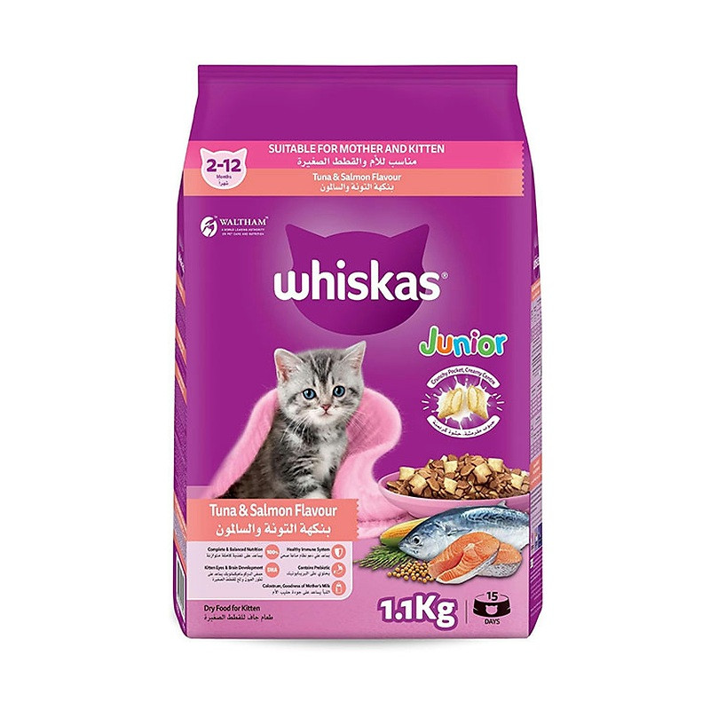 غذای خشک مادر و بچه‌گربه ویسکاس مدل Mother Kitten با طعم تن و سالمون وزن 1.1 کیلوگرم