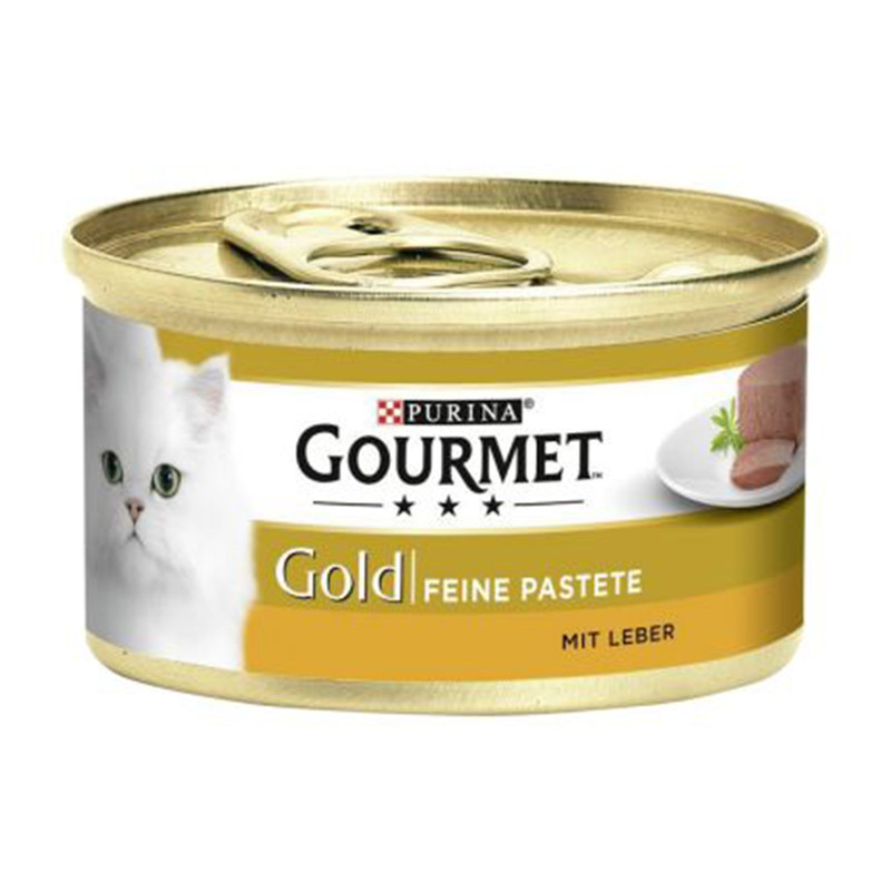 کنسرو غذای گربه گورمت مدل Gold Pate بافت پته با طعم جگر 85 گرم