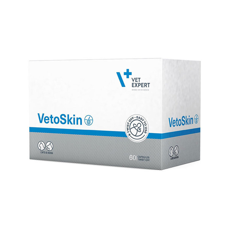 مکمل سگ و گربه وت اکسپرت مدل Vetoskin Skin Coat Supplement مناسب پوست و مو بسته 60 عددی
