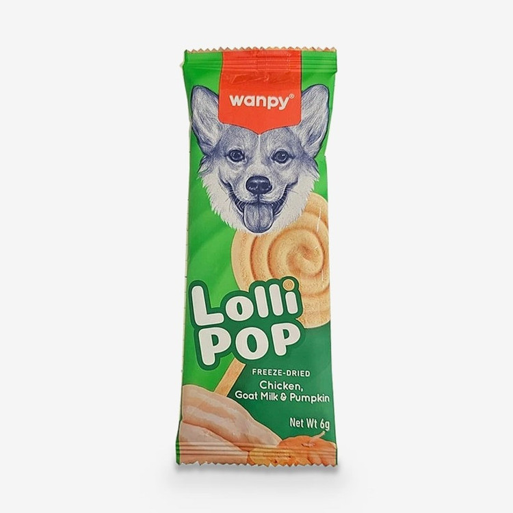 تشویقی سگ ونپی مدل Freeze Dried Lollipop طعم مرغ، شیر بز و کدو تنبل وزن 14 گرم