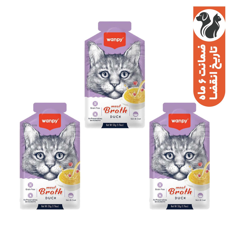 پوچ گربه بالغ ونپی مدل Meat Broth طعم اردک بسته 3 عددی
