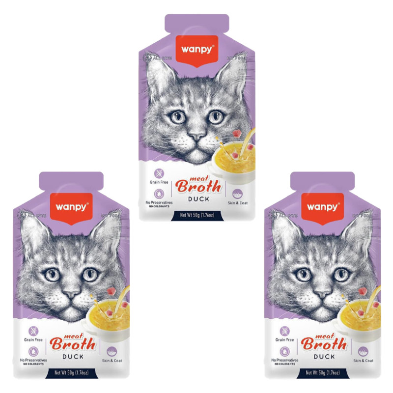 پوچ گربه بالغ ونپی مدل Meat Broth طعم اردک بسته 3 عددی