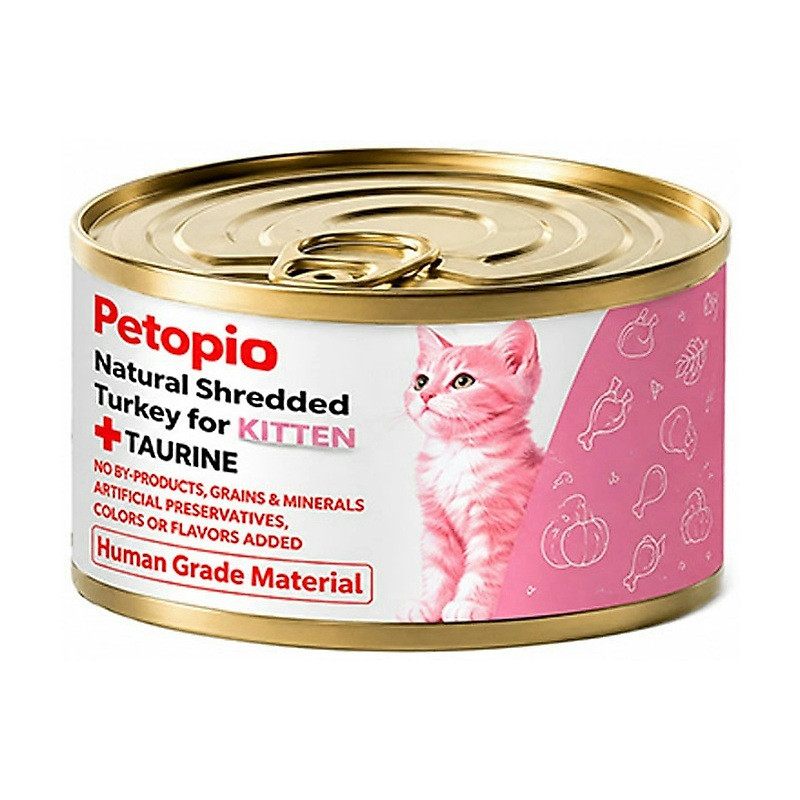 کنسرو غذای بچه گربه پتوپیا مدل Natural Shredded Kitten طعم بوقلمون ریشریششده وزن ۱۱۰ گرم