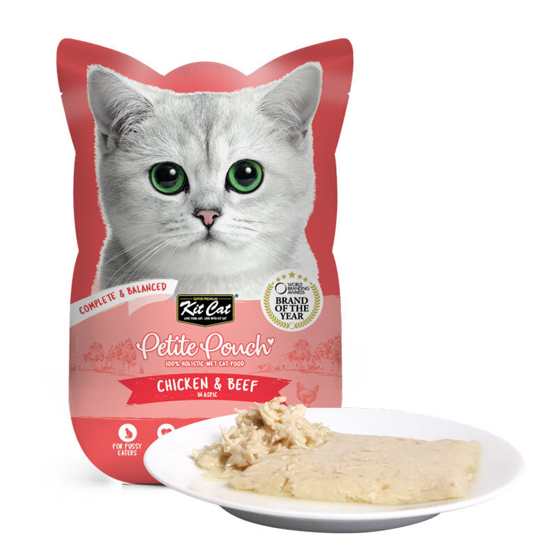 پوچ گربه کیت کت مدل Petite طعم مرغ و گوشت گاو وزن 70 گرم