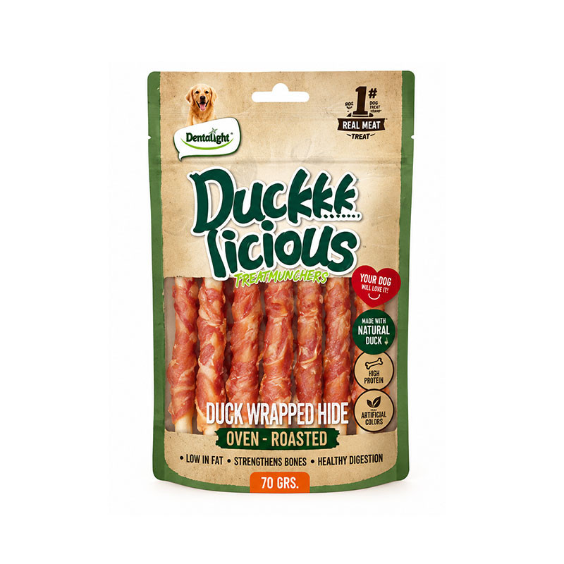 تشویقی سگ دنتالایت مدل Ducklicious Wrapped Hide طعم اردک وزن ۷۰ گرم