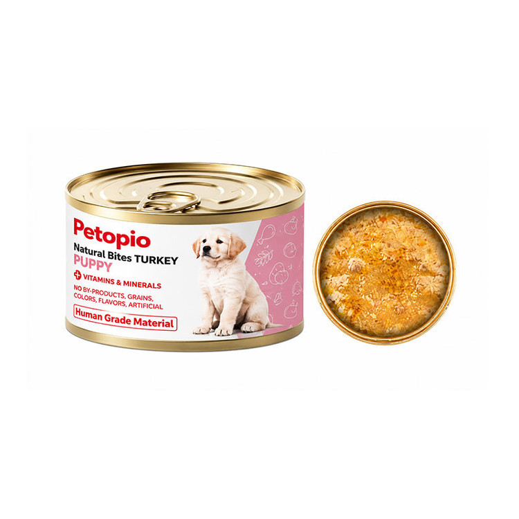 کنسرو غذای توله سگ پتوپیا مدل Natural Bites Puppy طعم بوقلمون در سس وزن ۱۱۰ گرم