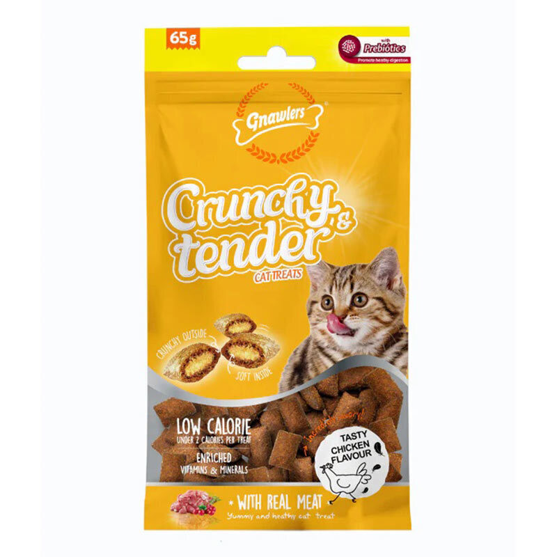 تشویقی گربه گناولرز مدل Crunchy Treat مغزدار طعم مرغ وزن 65 گرم