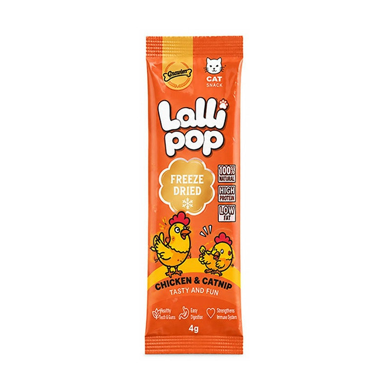 تشویقی گربه گناولرز مدل LolliPop Freeze Dried با طعم مرغ و کدو تنبل وزن ۴ گرم
