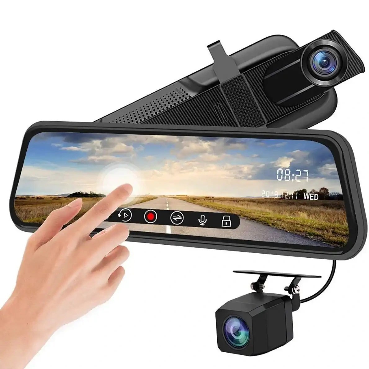 دوربین ثبت وقایع آیینه ای تمام صفحه دو لنز با کیفیت 1080