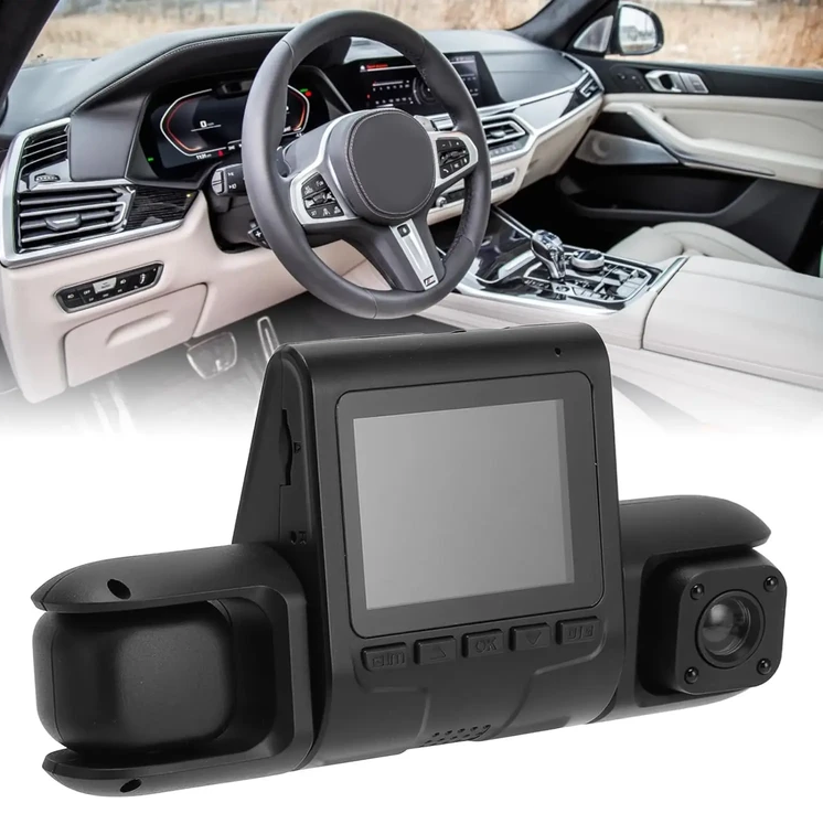 دوربین ثبت وقایع 3لنز مانیتور دار 1080مدلdash cam 4lense