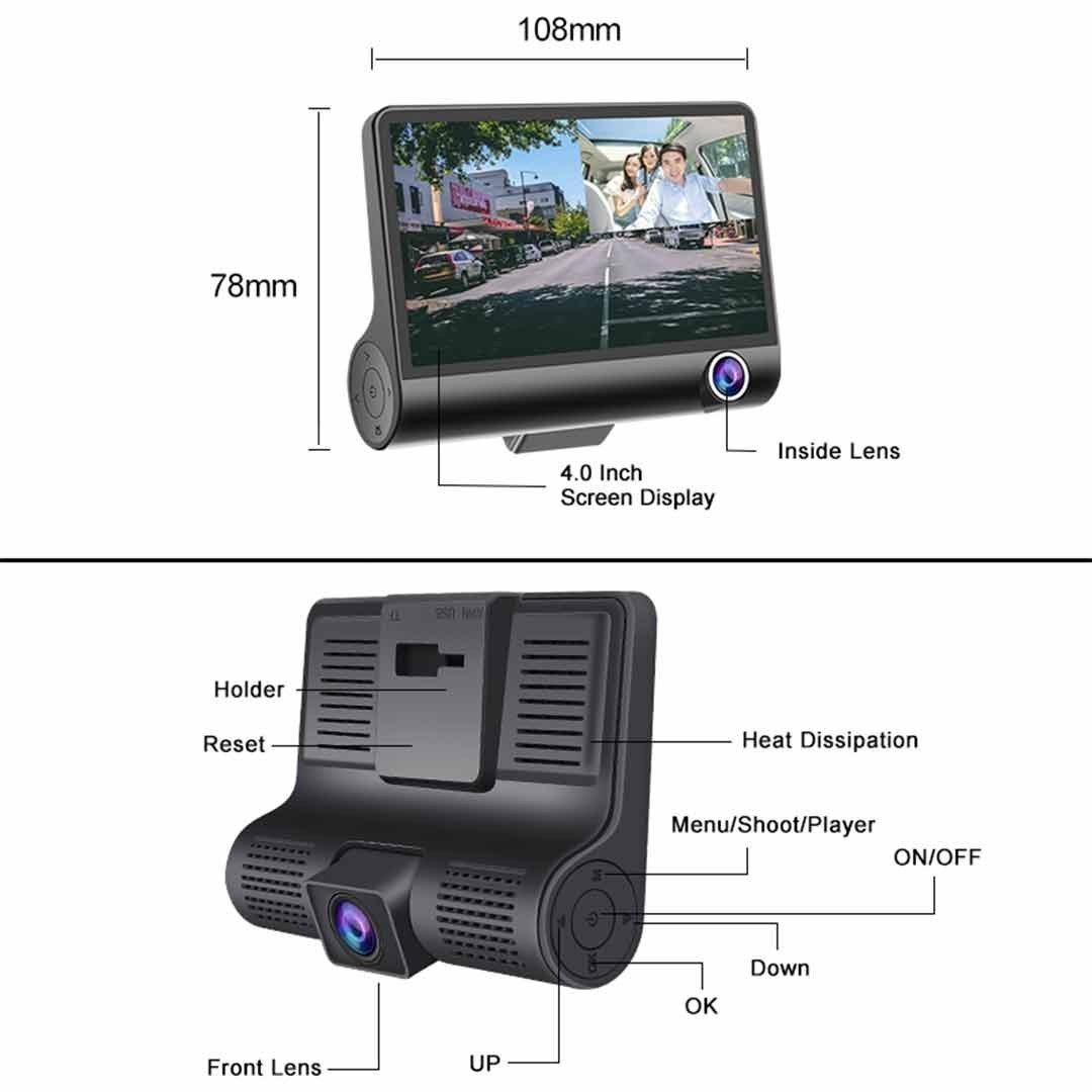 دوربین ثبت وقایع خودرو سه لنز مدل SF-CAR40