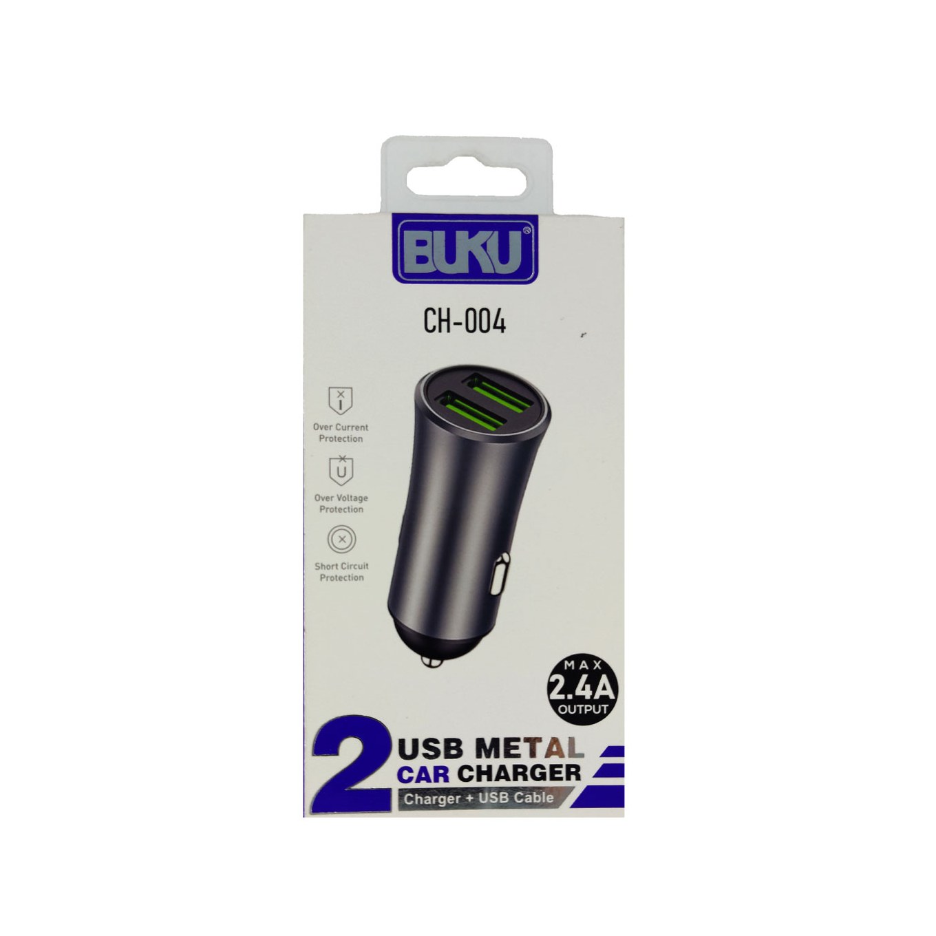 شارژر فندکی 2USB Metal برند Buku مدل CH-004